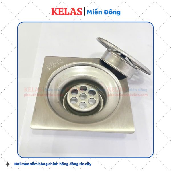 Phễu Thu Sàn Inox 304 KELAS 100x100 D60 - Ảnh 3
