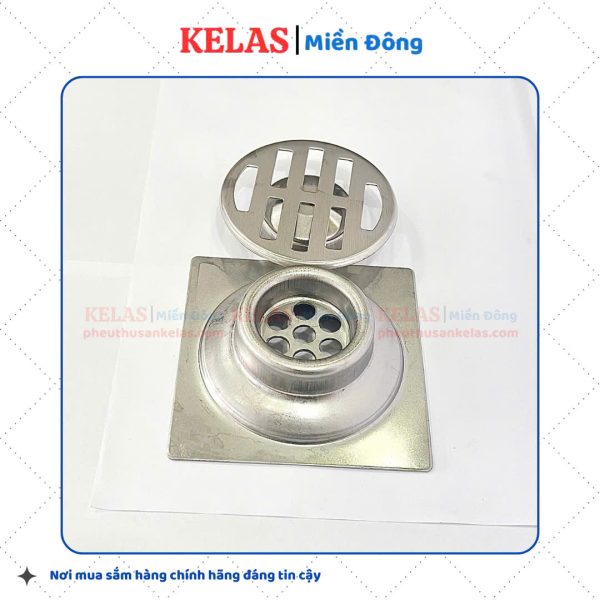 Phễu Thu Sàn Inox 304 KELAS 100x100 D60 - Ảnh 4