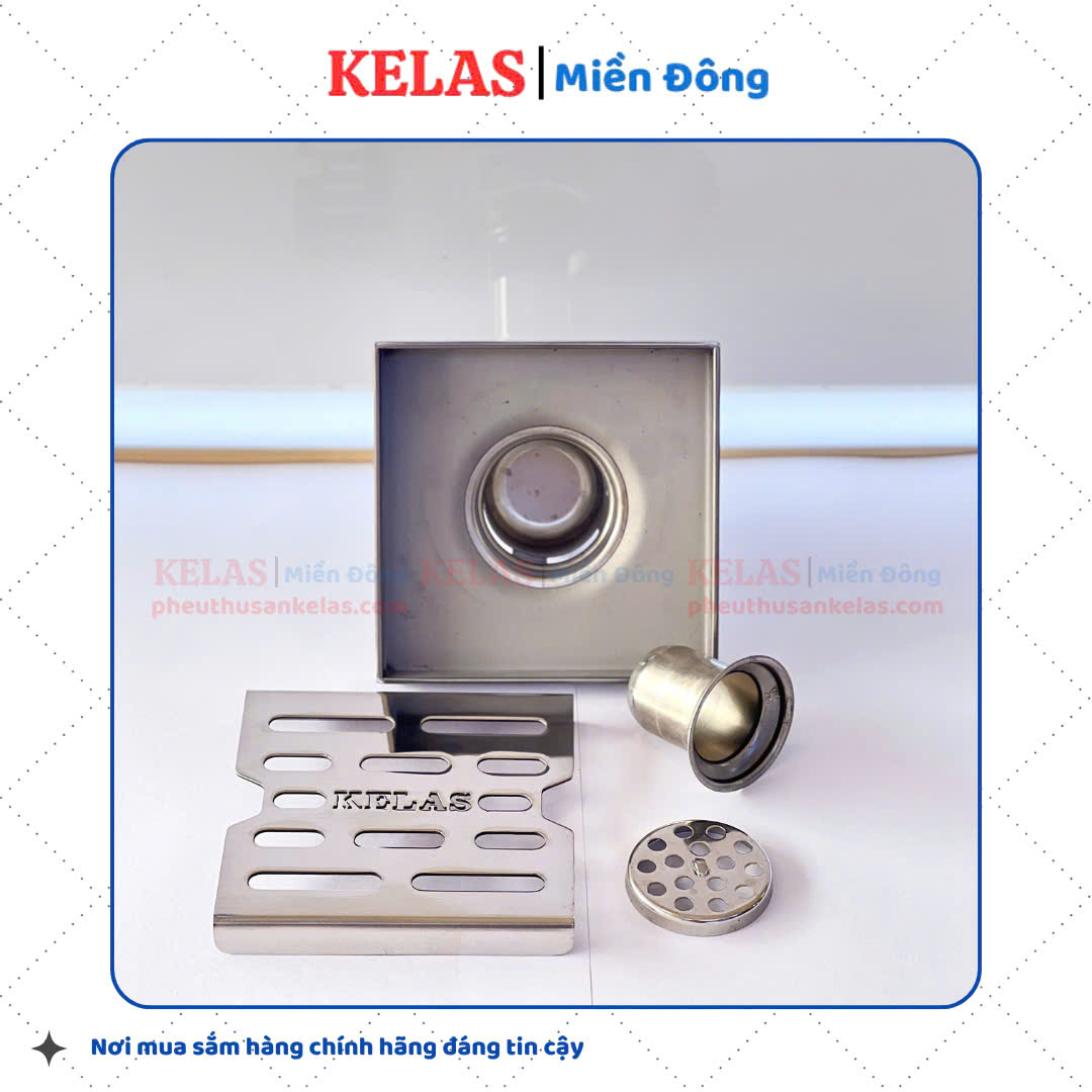 Phễu Thu Sàn Inox 304 KELAS 100×100 D60CM - Ảnh 5
