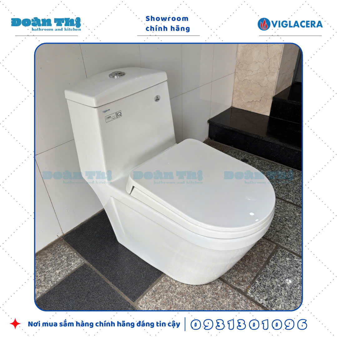 Bồn cầu 1 khối Viglacera V35M men Nano liền khối