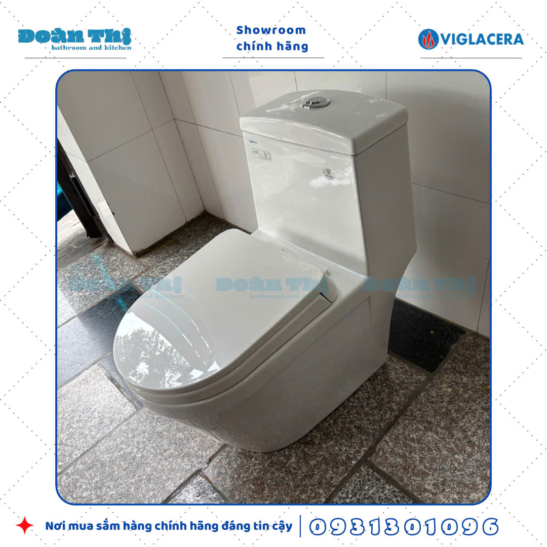 Bồn cầu 1 khối Viglacera V35M men Nano liền khối