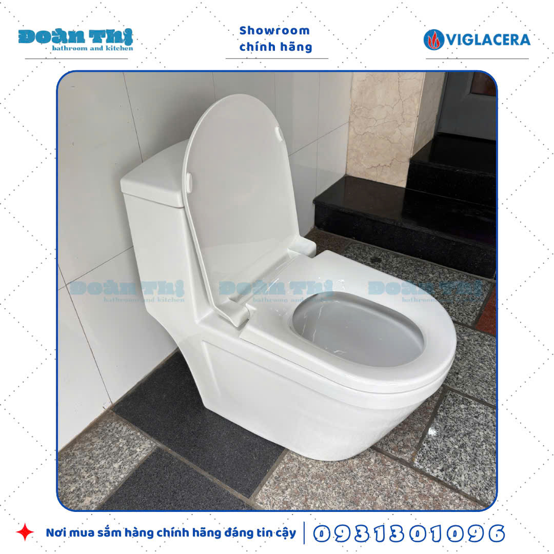 Bồn cầu 1 khối Viglacera V35M men Nano liền khối