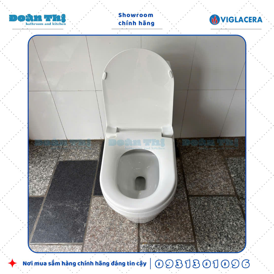 Bồn cầu 1 khối Viglacera V35M men Nano liền khối