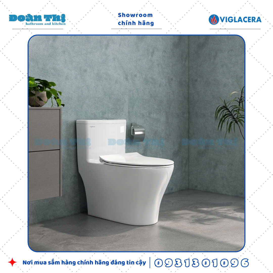 Bồn cầu 1 khối Viglacera V36 men sứ trắng