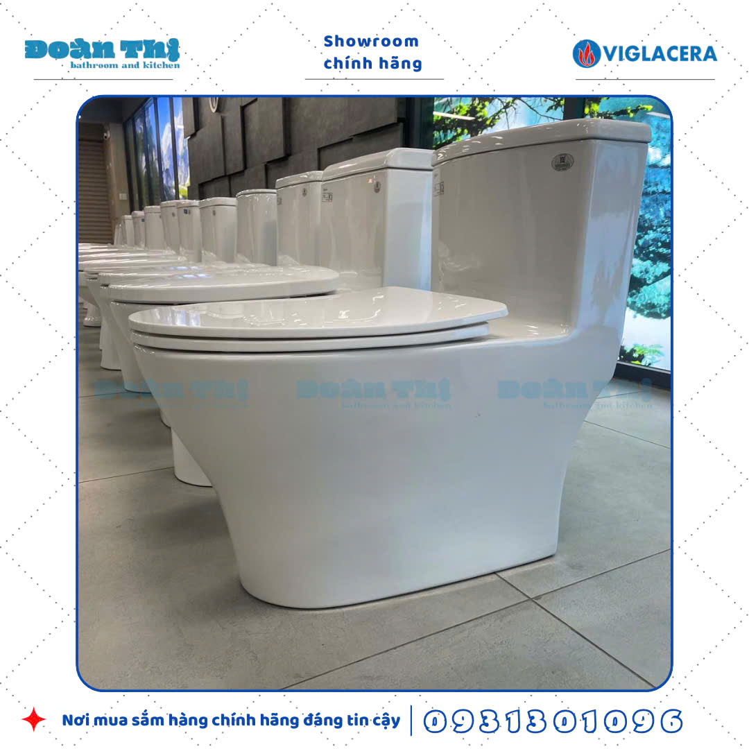 Bồn cầu 1 khối Viglacera V36 men sứ trắng