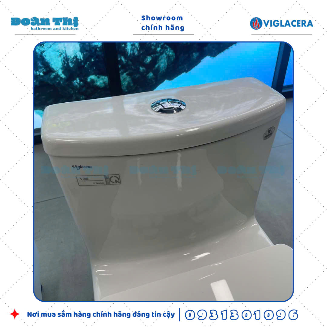 Bồn cầu 1 khối Viglacera V36 men sứ trắng