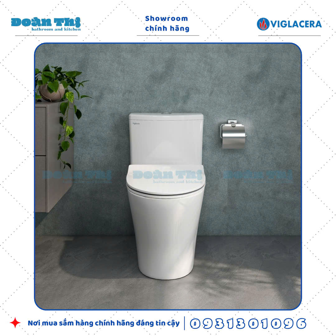 Bồn cầu 1 khối Viglacera V36 men sứ trắng