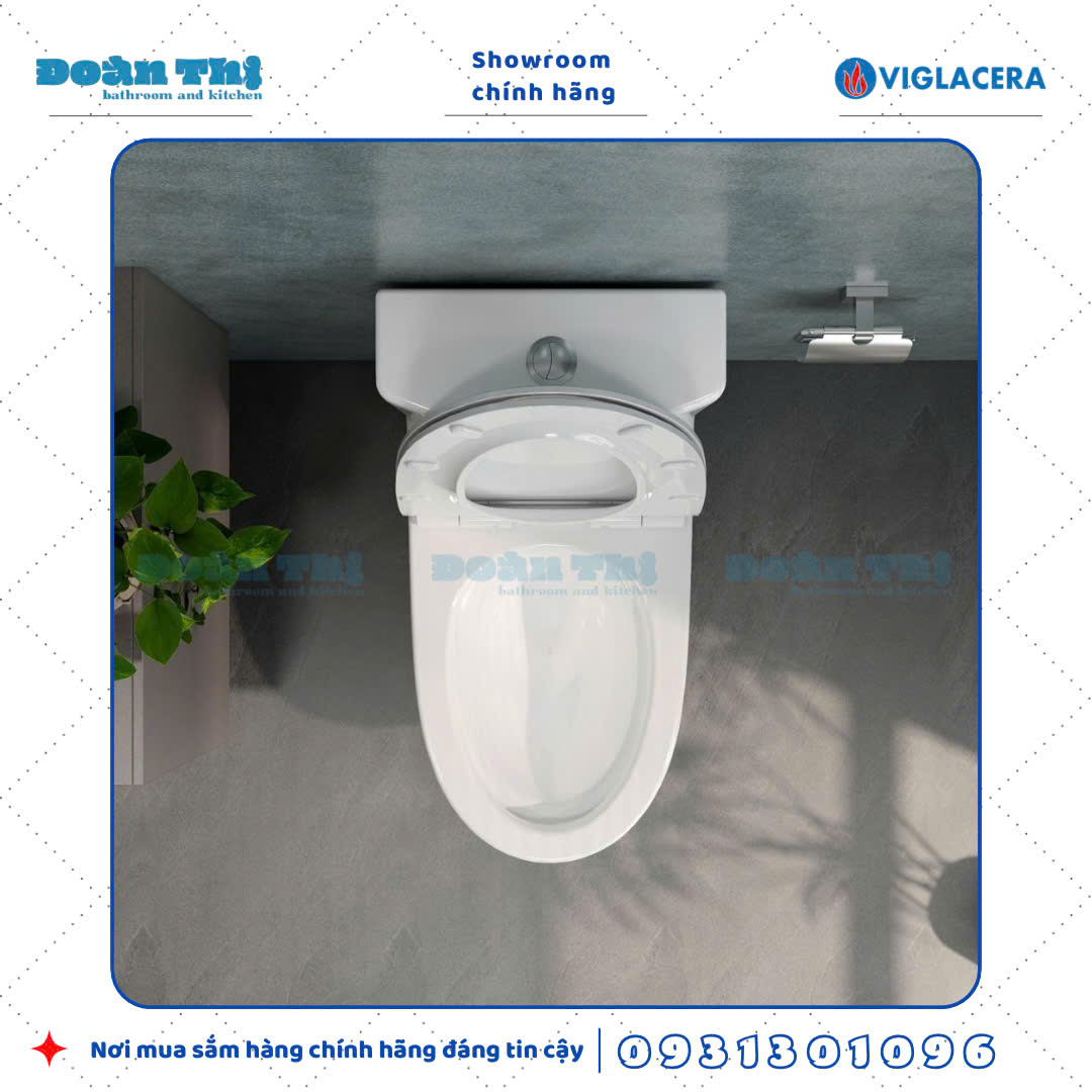 Bồn cầu 1 khối Viglacera V36 men sứ trắng