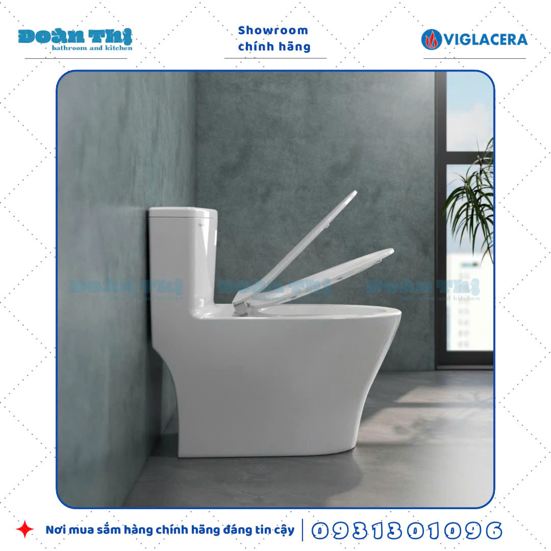 Bồn cầu 1 khối Viglacera V36 men sứ trắng