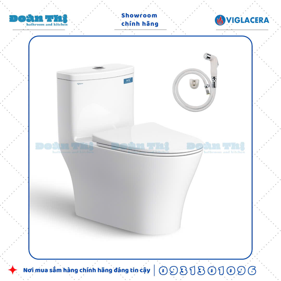 Bồn cầu 1 khối Viglacera V36 men sứ trắng