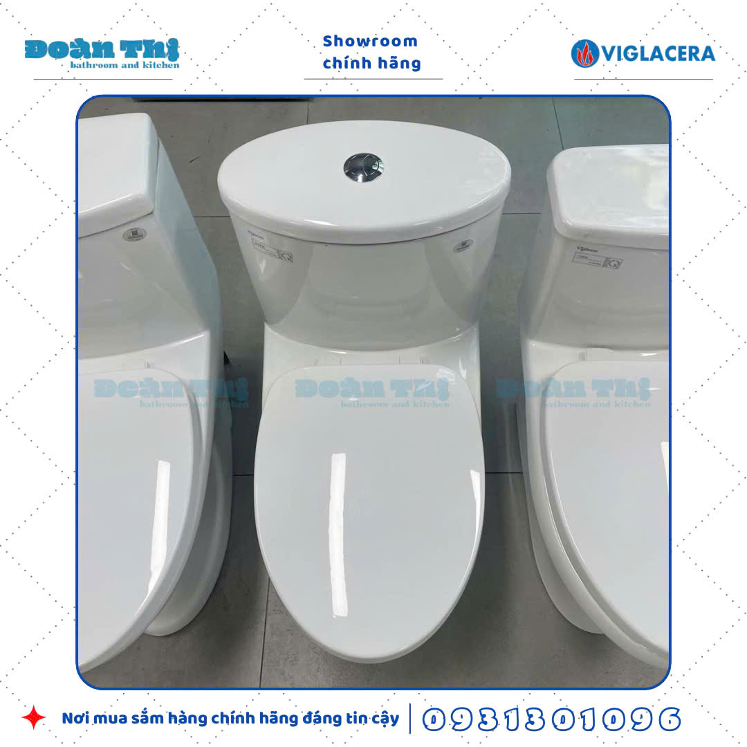 Bồn cầu 1 khối Viglacera V37M liền khối men Nano