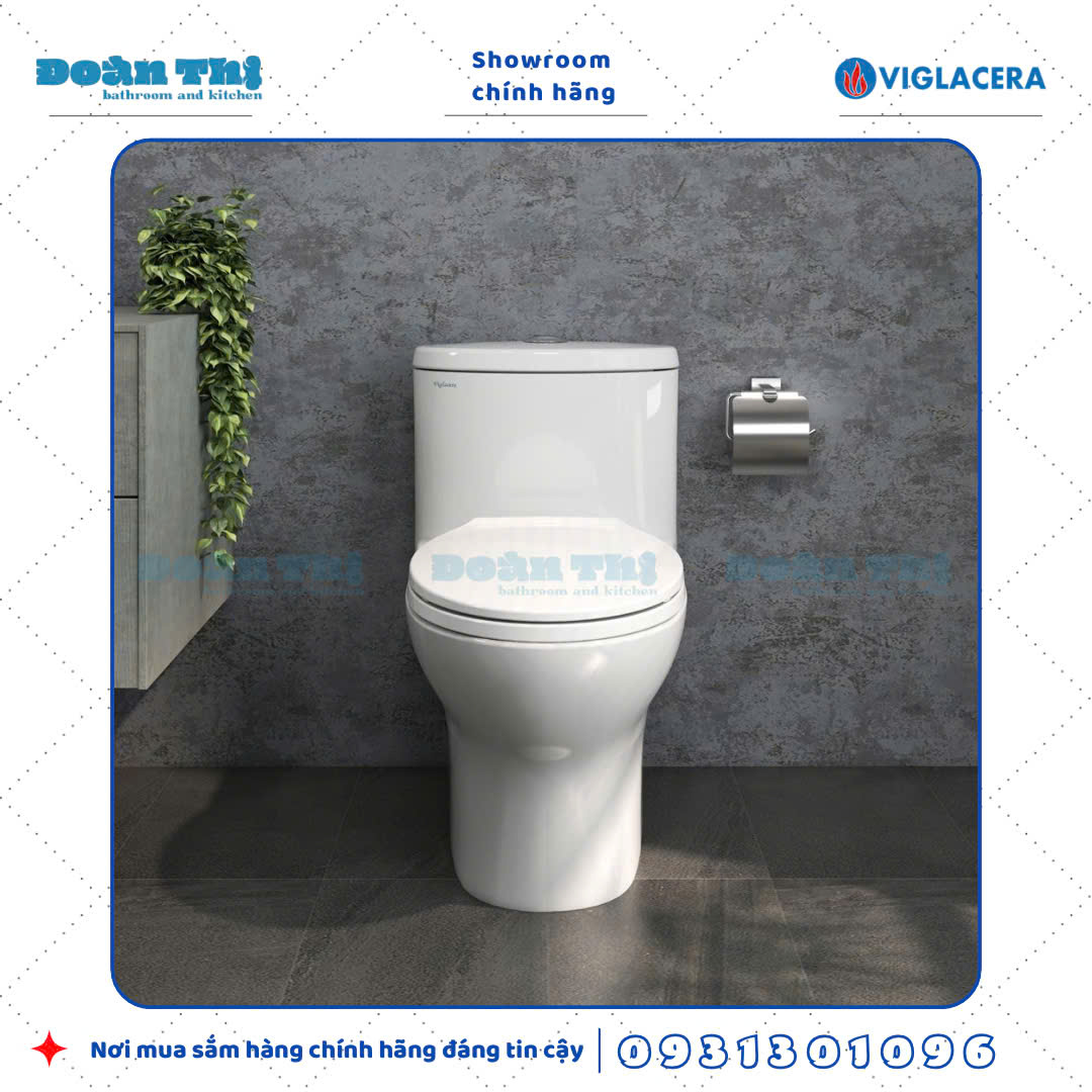 Bồn cầu 1 khối Viglacera V37M liền khối men Nano