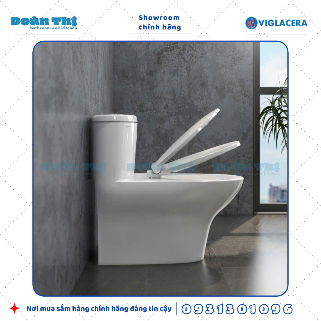 Bồn cầu 1 khối Viglacera V37M liền khối men Nano