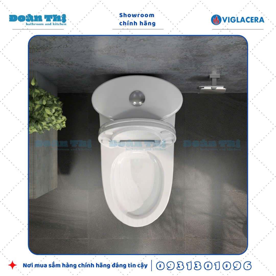 Bồn cầu 1 khối Viglacera V37M liền khối men Nano