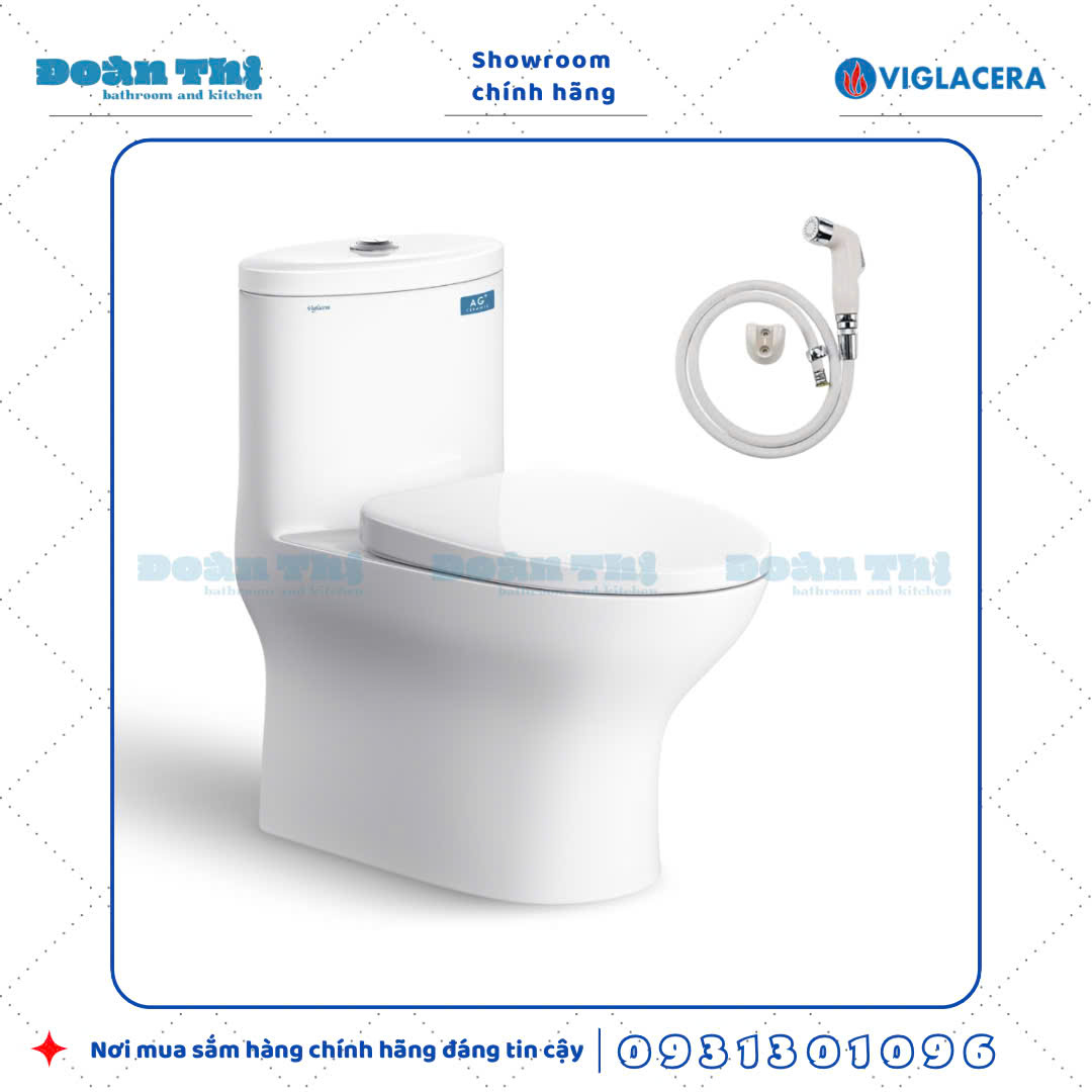 Bồn cầu 1 khối Viglacera V37M liền khối men Nano