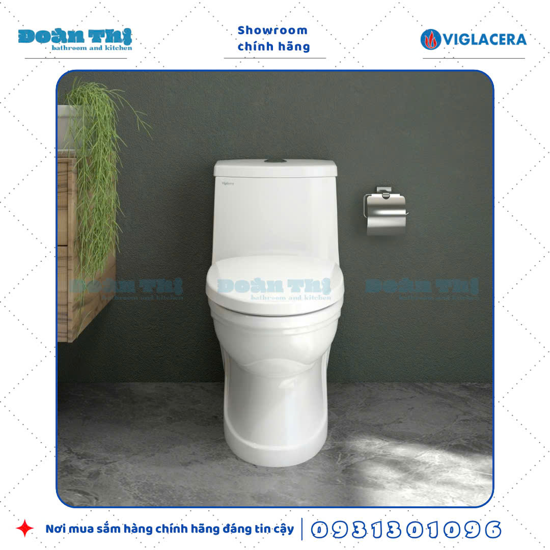 Bồn cầu 1 khối Viglacera V39M men Nano liền khối