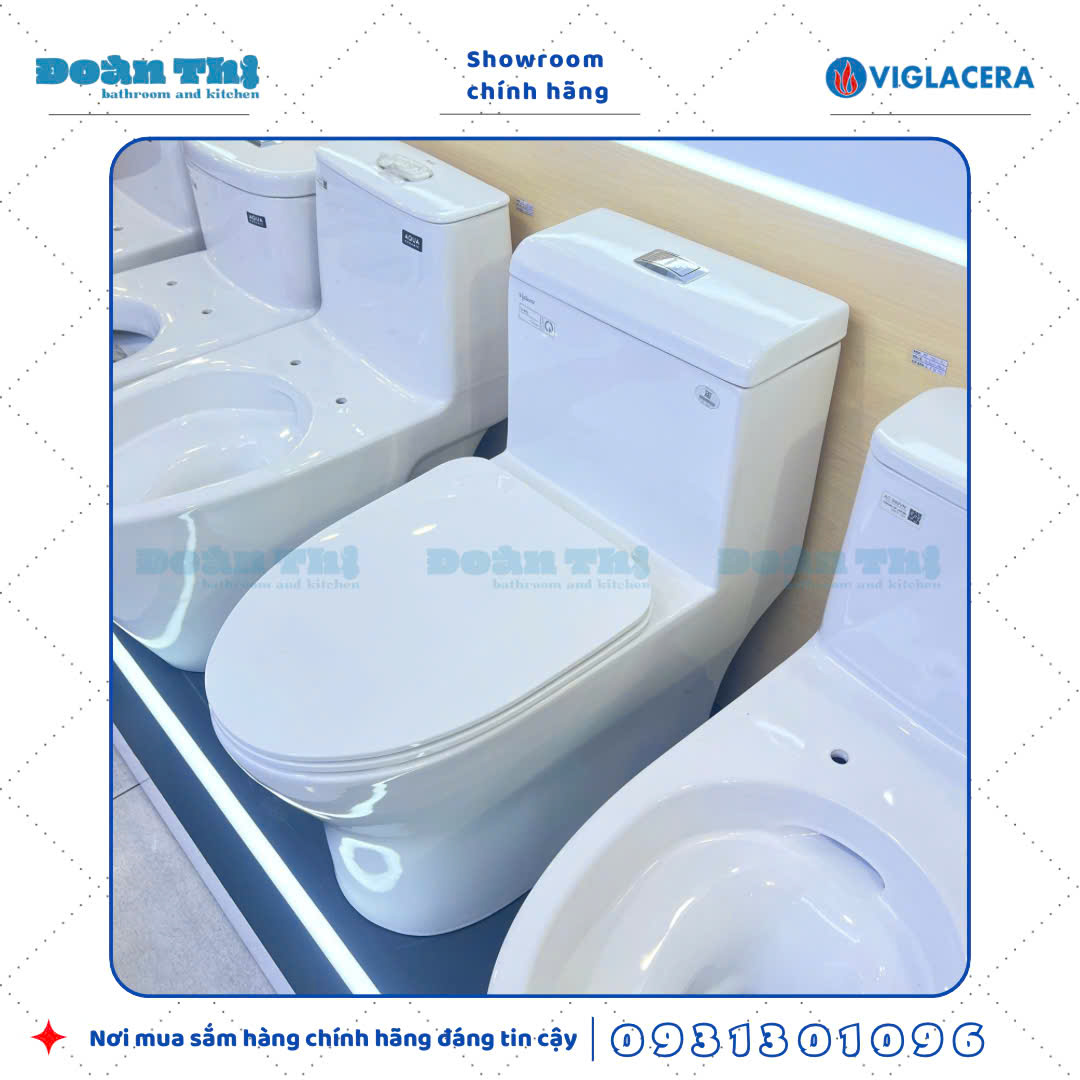 Bồn cầu 1 khối Viglacera V45M men Nano liền khối