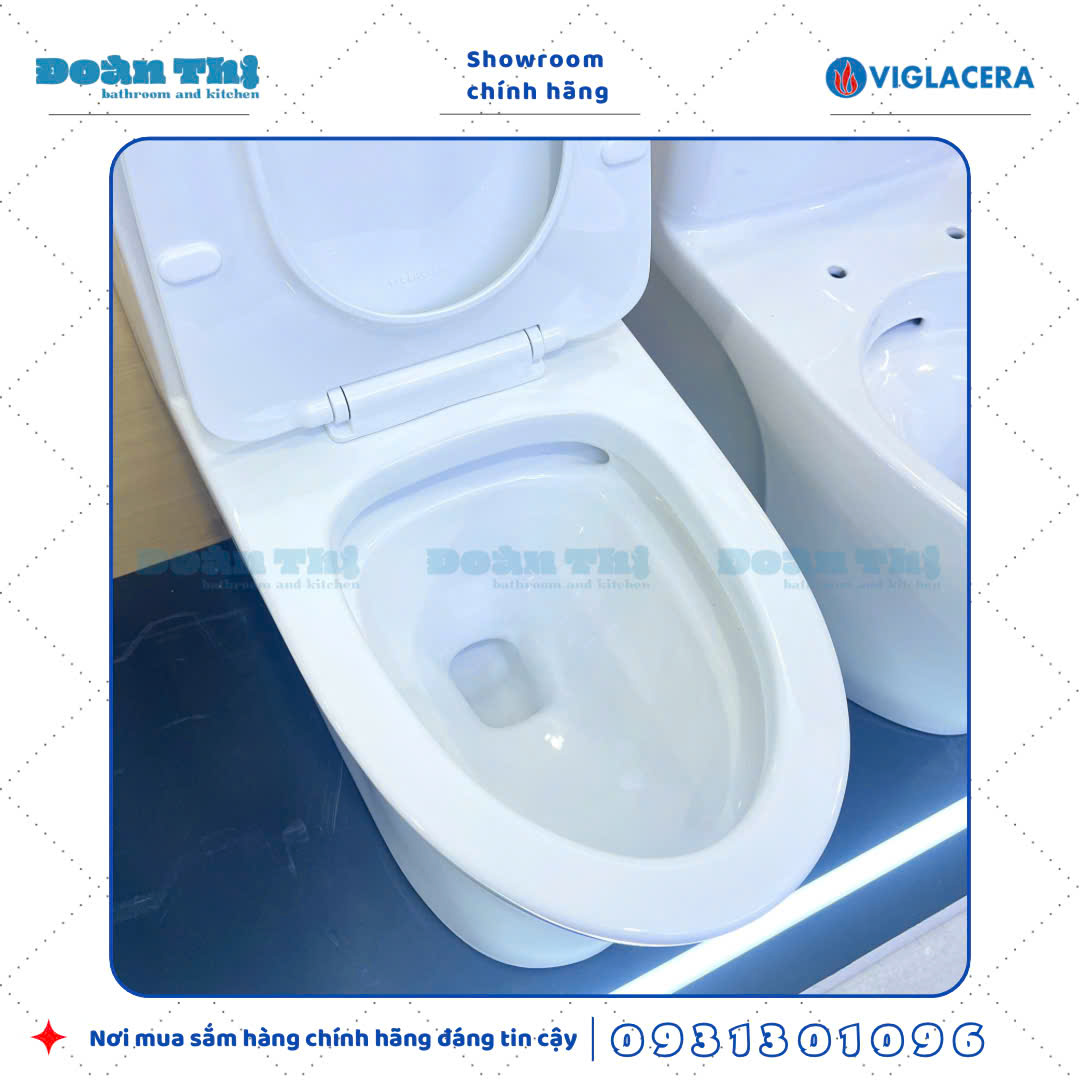 Bồn cầu 1 khối Viglacera V45M men Nano liền khối