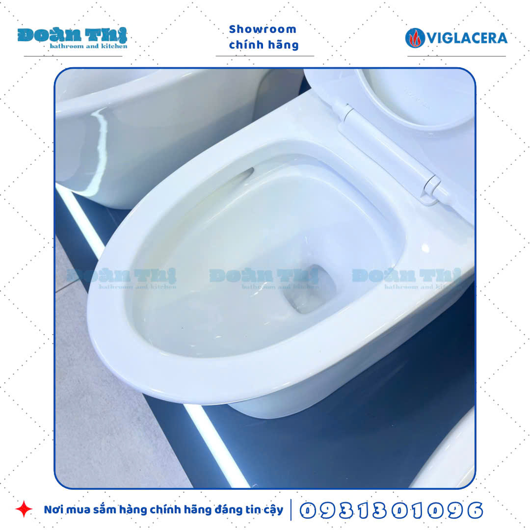 Bồn cầu 1 khối Viglacera V45M men Nano liền khối