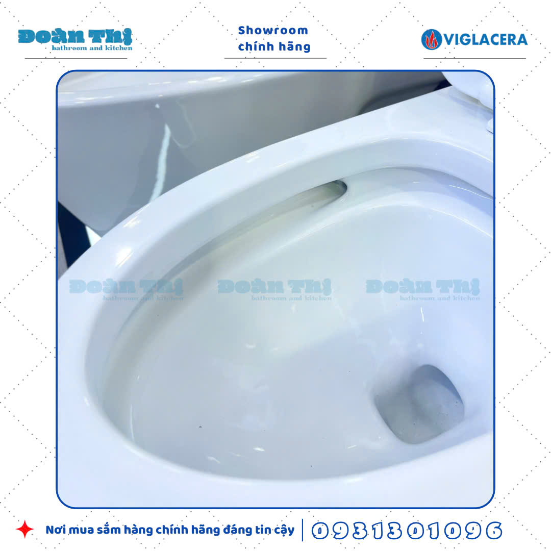 Bồn cầu 1 khối Viglacera V45M men Nano liền khối