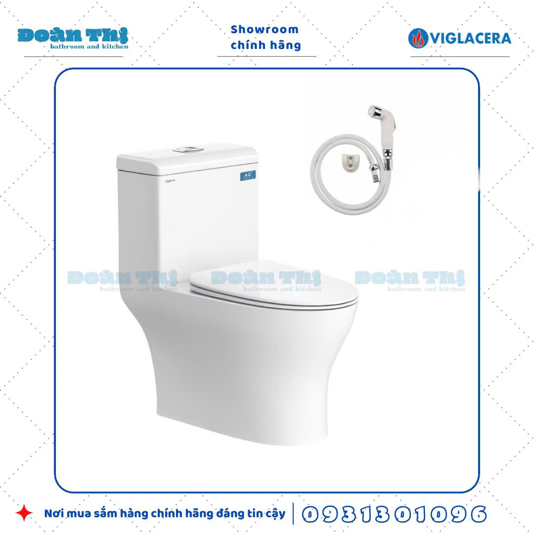 Bồn cầu 1 khối Viglacera V45M men Nano liền khối