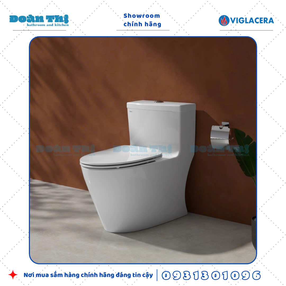 Bồn cầu 1 khối Viglacera V62 men Nano và vòi xịt VG826