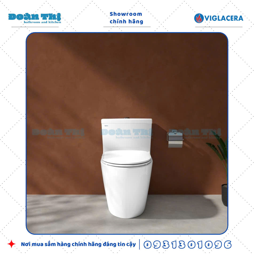 Bồn cầu 1 khối Viglacera V62 men Nano và vòi xịt VG826