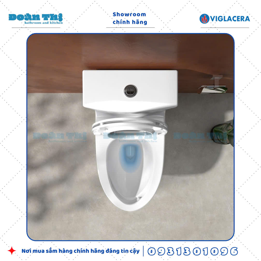 Bồn cầu 1 khối Viglacera V62 men Nano và vòi xịt VG826