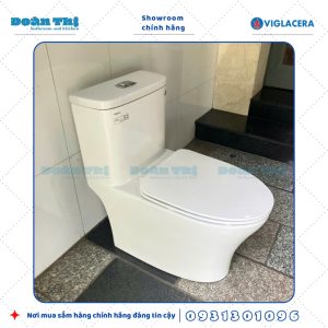 Bồn cầu 1 khối Viglacera V63 liền khối men Nano và vòi xịt VG826