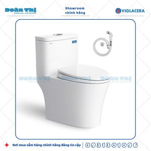 Bồn cầu 1 khối Viglacera V63 liền khối men Nano và vòi xịt VG826
