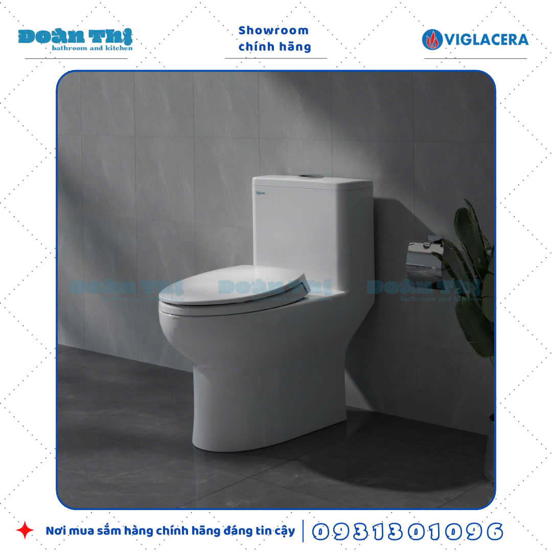 Bồn cầu 1 khối Viglacera V64 men Nano liền khối và vòi xịt VG826