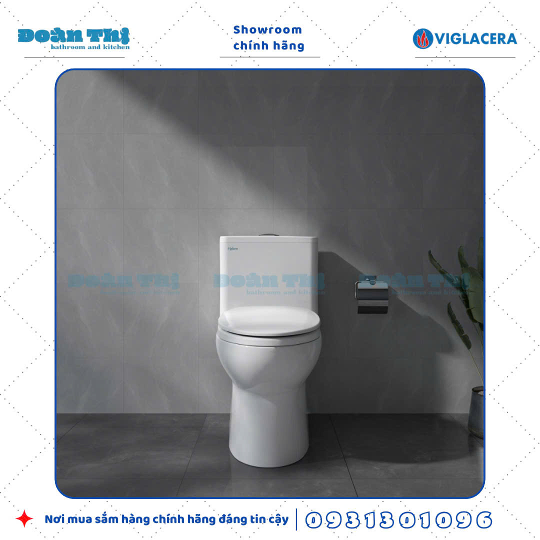 Bồn cầu 1 khối Viglacera V64 men Nano liền khối và vòi xịt VG826