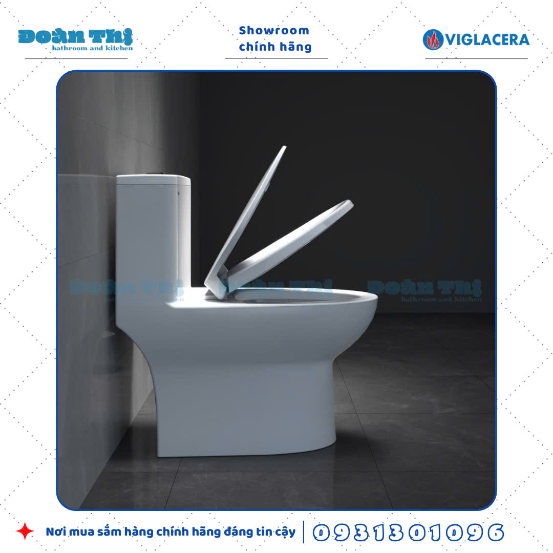 Bồn cầu 1 khối Viglacera V64 men Nano liền khối và vòi xịt VG826