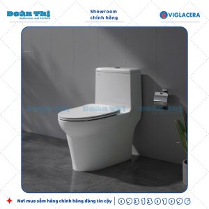 Bồn cầu 1 khối Viglacera V65 men Nano và vòi xịt VG826 chính hãng