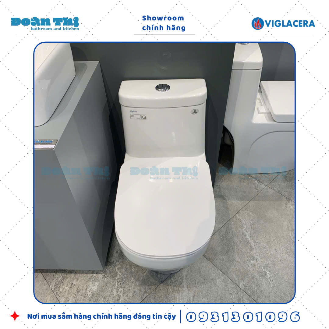 Bồn cầu 1 khối Viglacera V68 men Nano liền khối và vòi xịt VG826