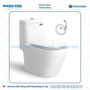 Bồn cầu 1 khối Viglacera V68 men Nano liền khối và vòi xịt VG826