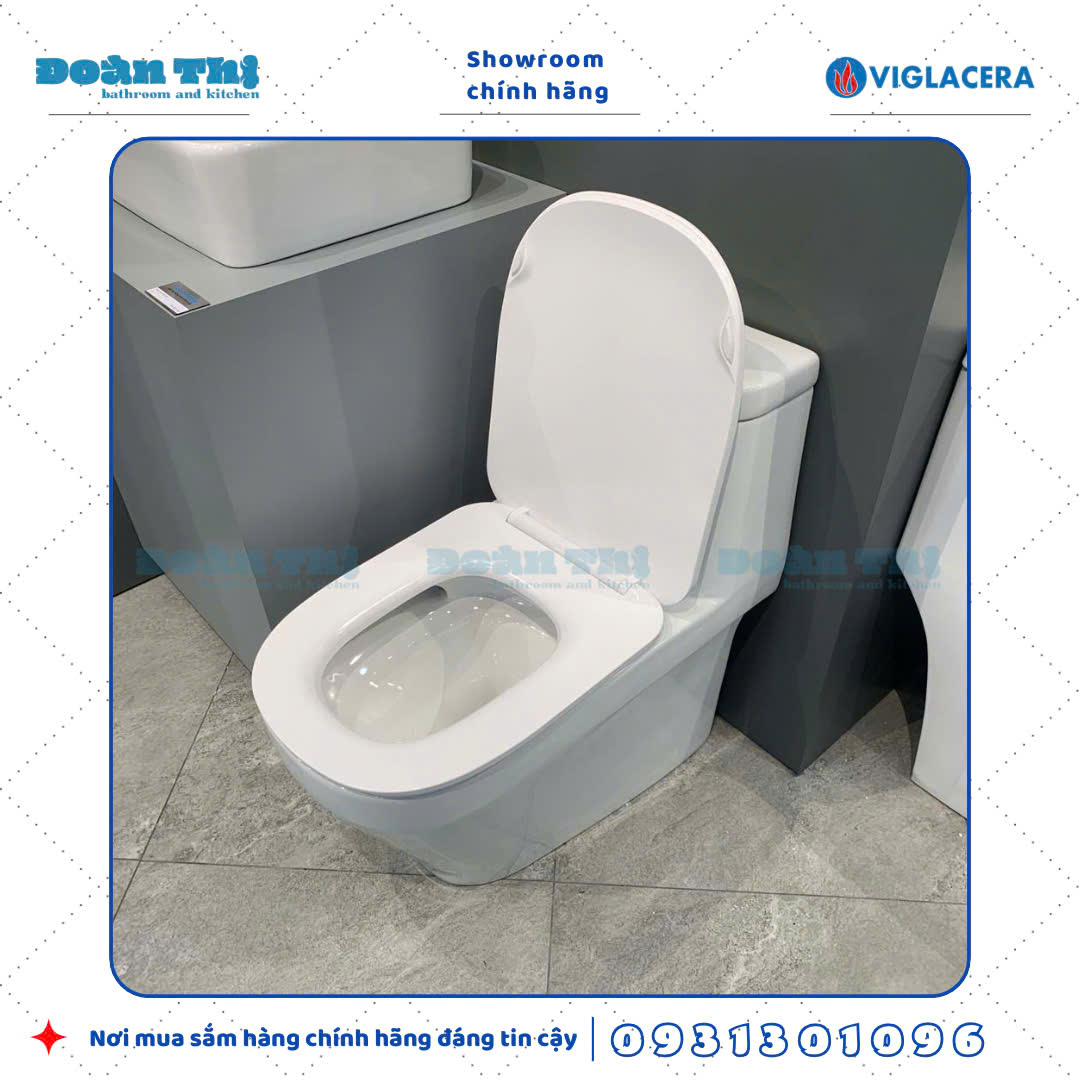 Bồn cầu 1 khối Viglacera V68 men Nano liền khối và vòi xịt VG826