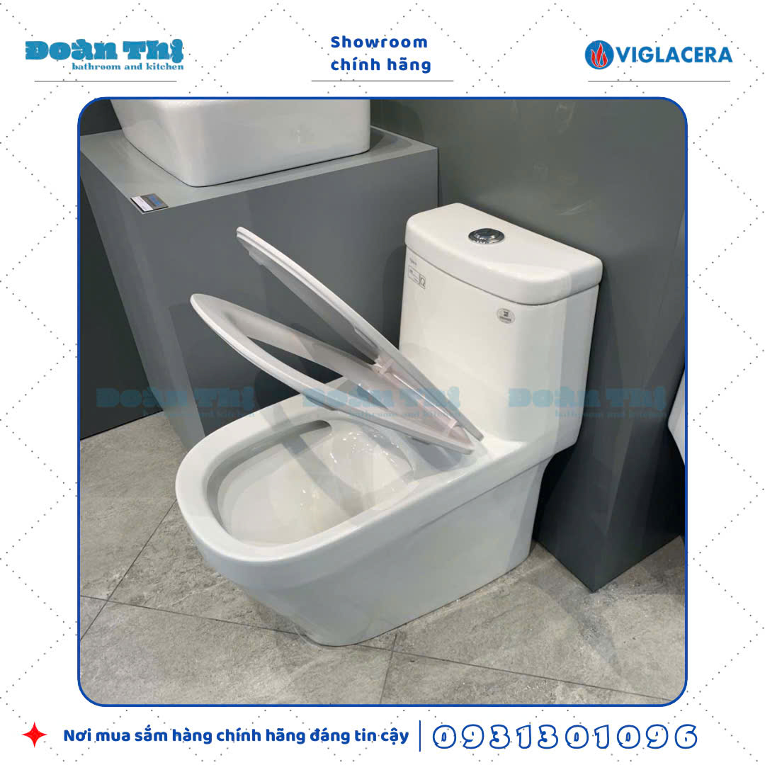 Bồn cầu 1 khối Viglacera V68 men Nano liền khối và vòi xịt VG826