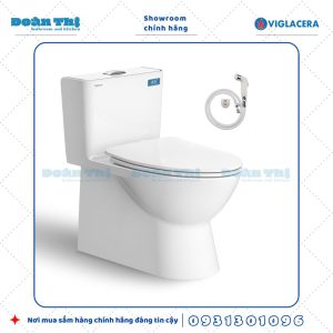 Bồn cầu 1 khối Viglacera V808 men Nano liền khối và vòi xịt VG826