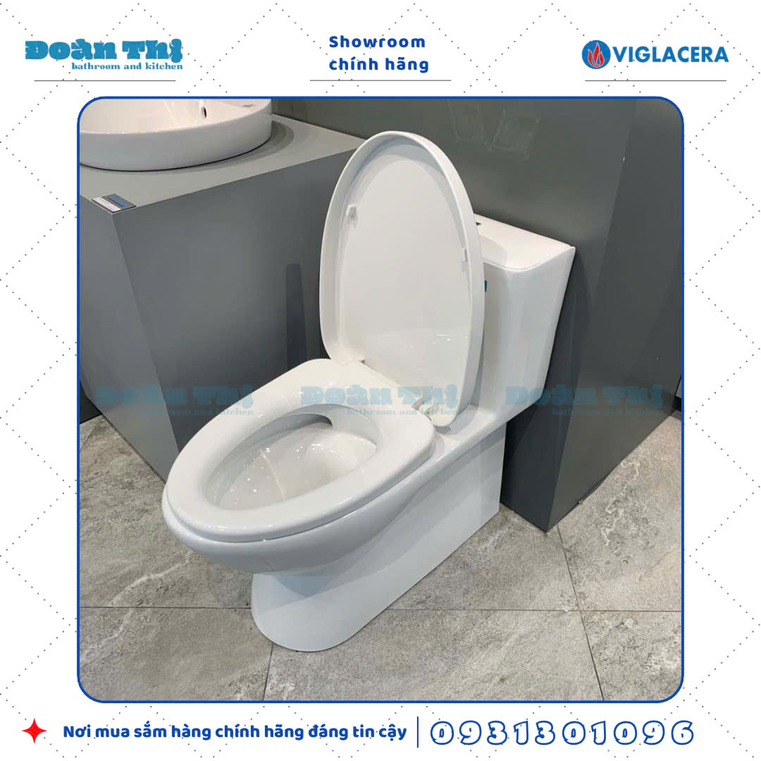 Bồn cầu 1 khối Viglacera V808 men Nano liền khối và vòi xịt VG826