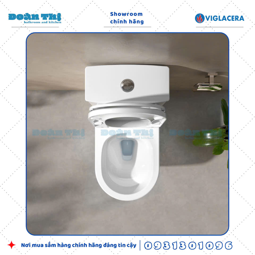 Bồn cầu 1 khối Viglacera V816 thiết kế đáy kín men Nano
