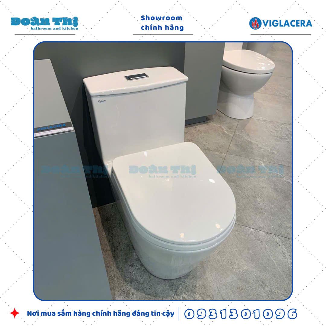 Bồn cầu 1 khối Viglacera V817 men Nano liền khối và vòi xịt VG826