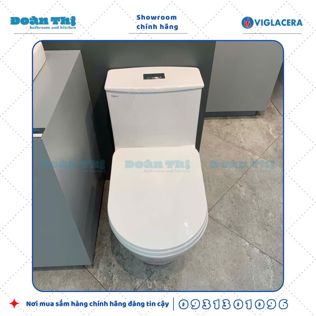 Bồn cầu 1 khối Viglacera V817 men Nano liền khối và vòi xịt VG826