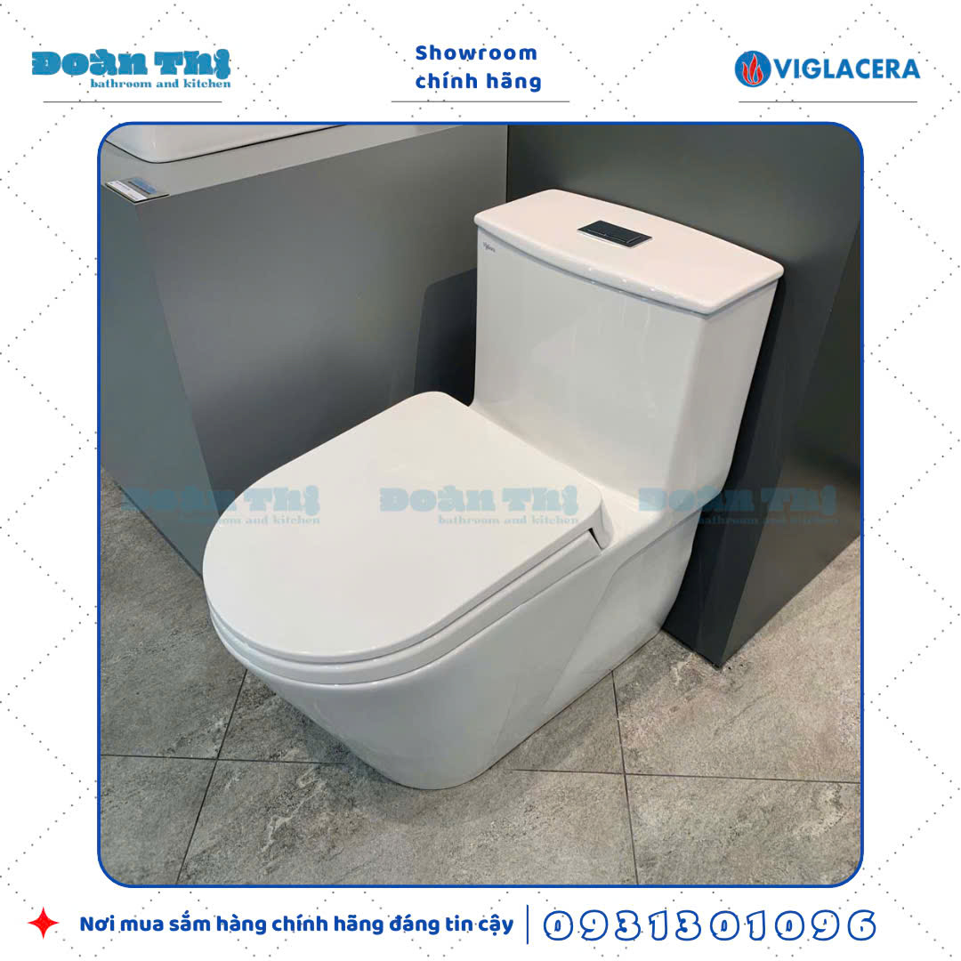 Bồn cầu 1 khối Viglacera V817 men Nano liền khối và vòi xịt VG826
