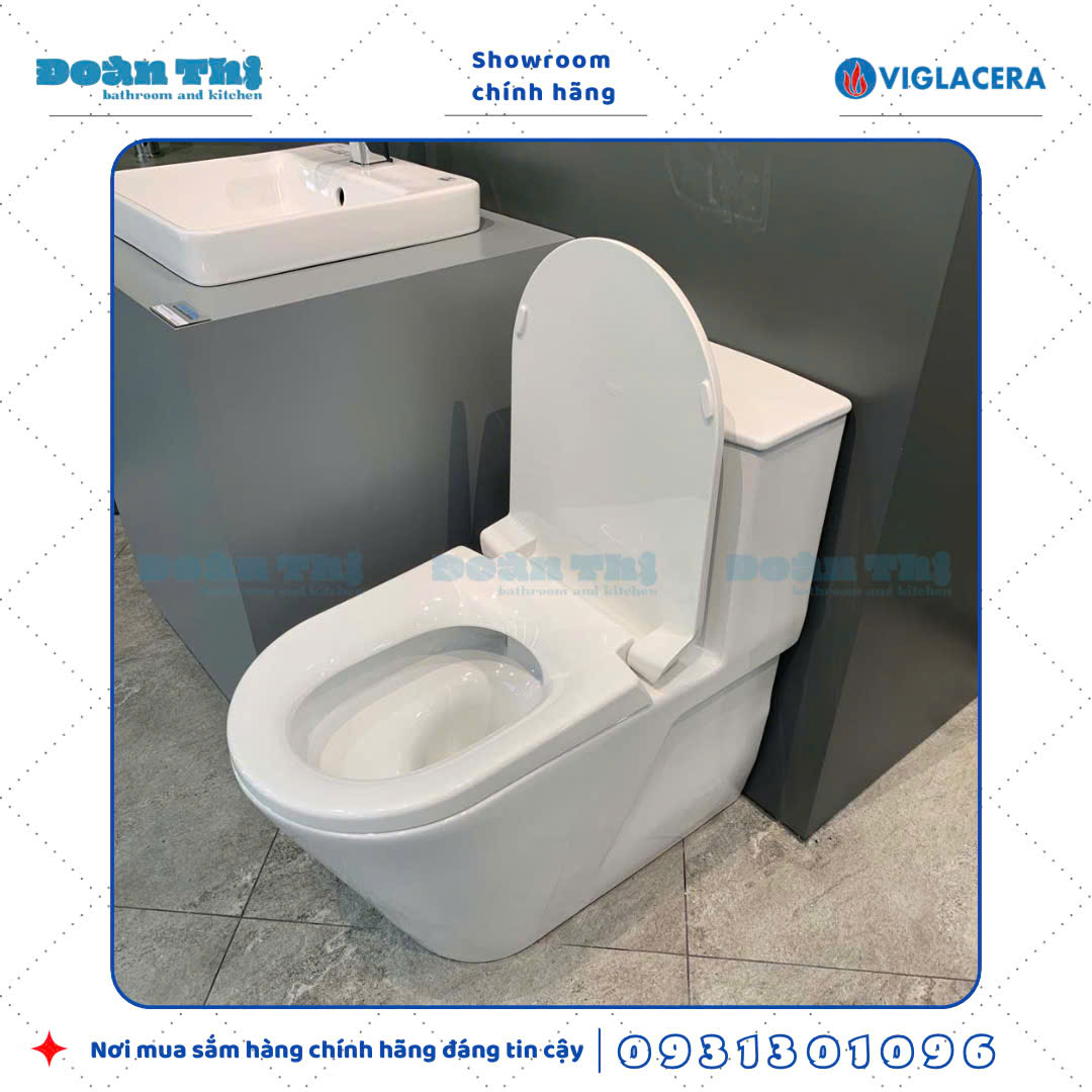 Bồn cầu 1 khối Viglacera V817 men Nano liền khối và vòi xịt VG826