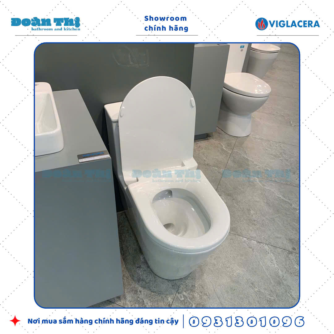 Bồn cầu 1 khối Viglacera V817 men Nano liền khối và vòi xịt VG826
