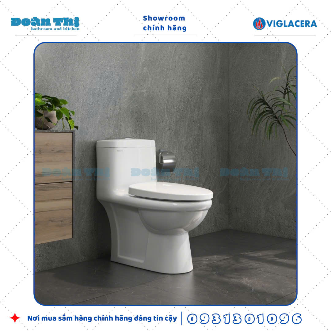 Bồn cầu 1 khối Viglacera V825 men Nano liền khối