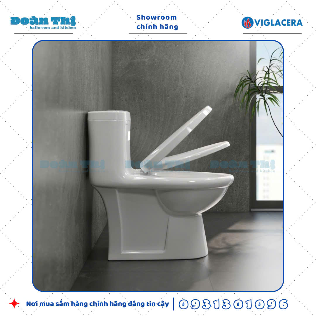 Bồn cầu 1 khối Viglacera V825 men Nano liền khối