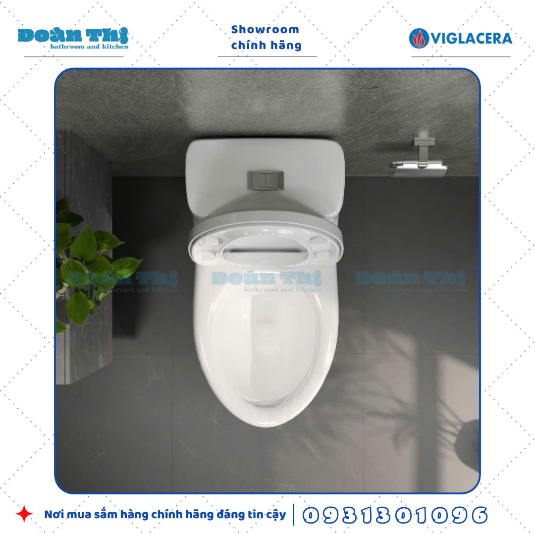 Bồn cầu 1 khối Viglacera V825 men Nano liền khối