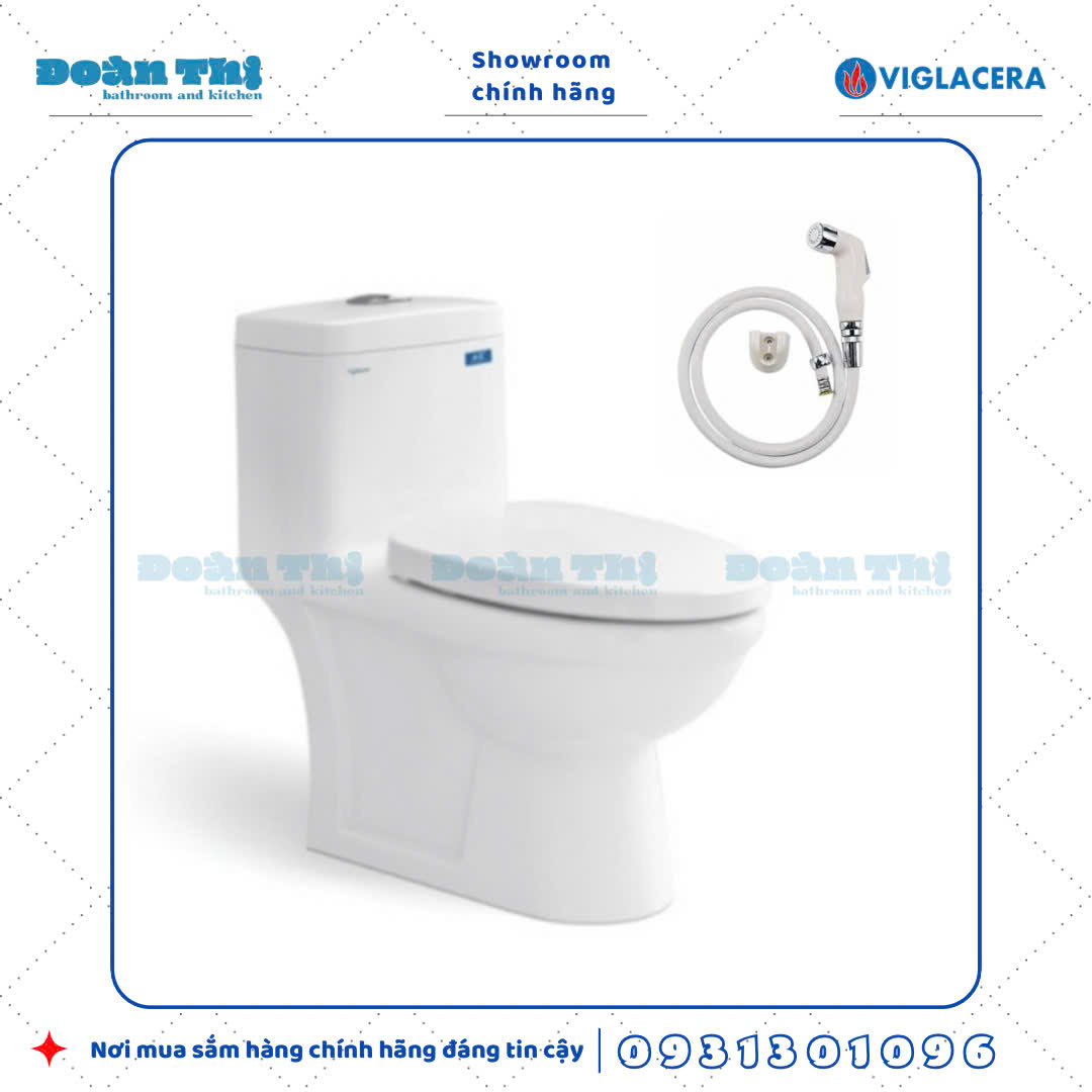 Bồn cầu 1 khối Viglacera V825 men Nano liền khối